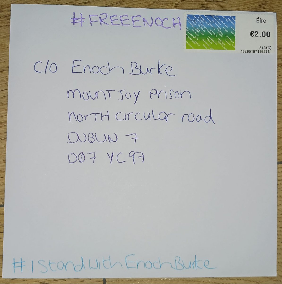💚SHARE💚 🆘Call to action🆘 for every human being who believes in upholding our human rights & ensuring the protection of children. 🧵Thread🧵 Send a letter once a week, with the hashtag #FREEENOCH and #IStandWithEnochBurke in coloured pen on the front...