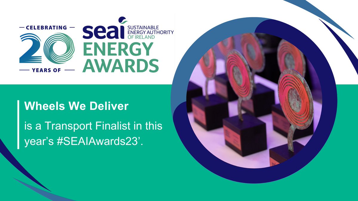 SEAI_ie's tweet image. Wheels We Deliver @WheelsCouriers  is one of this year’s #SEAIAwards23 finalists for Transport. Winners will be announced Thursday the 16th of November. Find more info on this year’s finalists: bit.ly/2xGweHF
