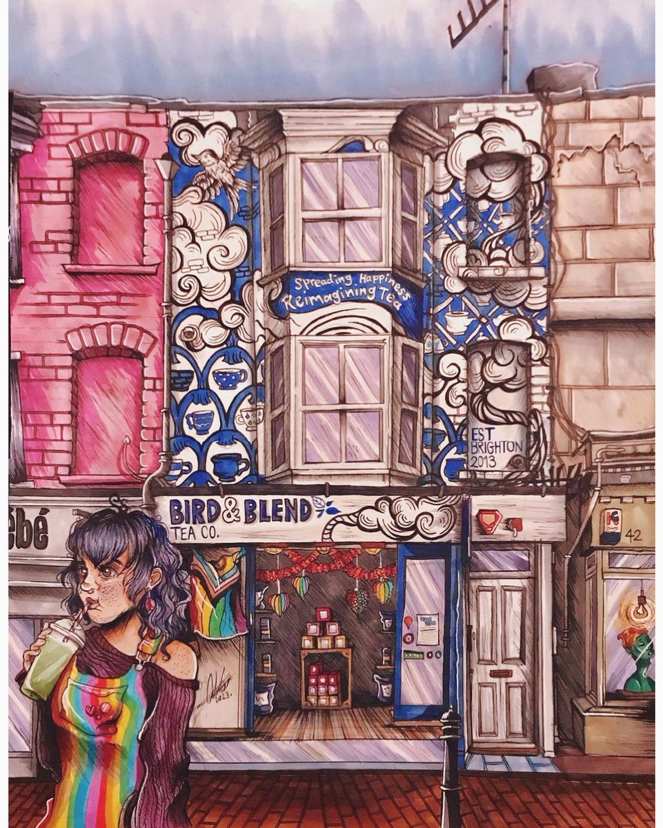 We are so in love with this gorgeous illustration from @/autumnartistryy on IG of our Brighton Laines store! 🥰

They have captured the vibes perfectly, and we keep finding more and more little details! 😱

#birdandblendtea #brighton #brightonart