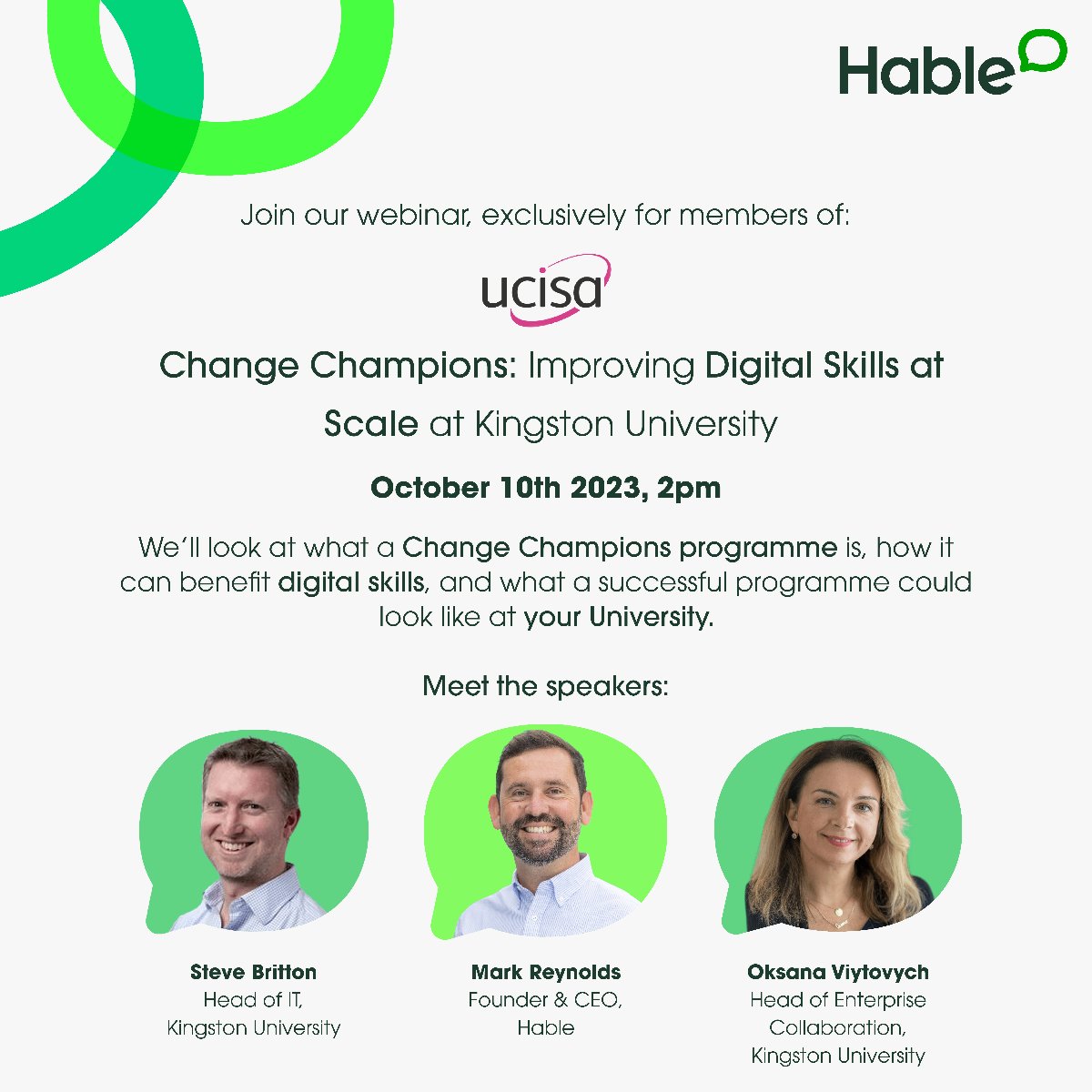 Less than 1 month to go until we run this webinar exclusively for <a href="/UCISA/">UCISA</a> members!

Join us as we chat with <a href="/KingstonUni/">Kingston University</a> about Change Champions programmes and how they benefit digital skills.

Secure your spot: hubs.la/Q020PQ2w0

#DigitalChampions #EdTech
