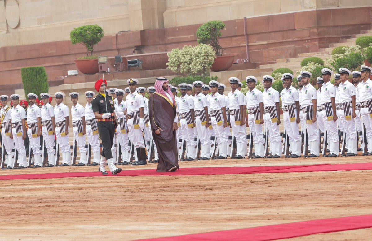 Attended the ceremonial welcome in honour of His Royal Highness Prince Mohammed bin Salman bin Abdulaziz Al Saud. India looks forward to deepening ties with Saudi Arabia across a wide range of sectors.