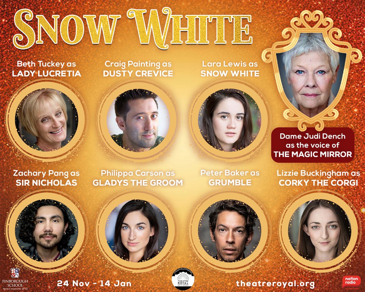 Theatre Royal Bury St Edmunds (@theatreroyalbse) on Twitter photo ✨SNOW WHITE CAST ANNOUNCEMENT✨
Here we are, the cast for 2023's Snow White and we are beyond excited 🍎🤩
📅Running from 24 Nov - 14 Jan
🎟Tickets from £12: bit.ly/3VIV1nR
Snow White is sponsored by <a href="/FinboroughSch/">Finborough School</a>. Autumn season is sponsored by <a href="/ChurchgatesBSE/">Churchgates</a>. ✨SNOW WHITE CAST ANNOUNCEMENT✨
Here we are, the cast for 2023's Snow White and we are beyond excited 🍎🤩
📅Running from 24 Nov - 14 Jan
🎟Tickets from £12: bit.ly/3VIV1nR
Snow White is sponsored by <a href="/FinboroughSch/">Finborough School</a>. Autumn season is sponsored by <a href="/ChurchgatesBSE/">Churchgates</a>.