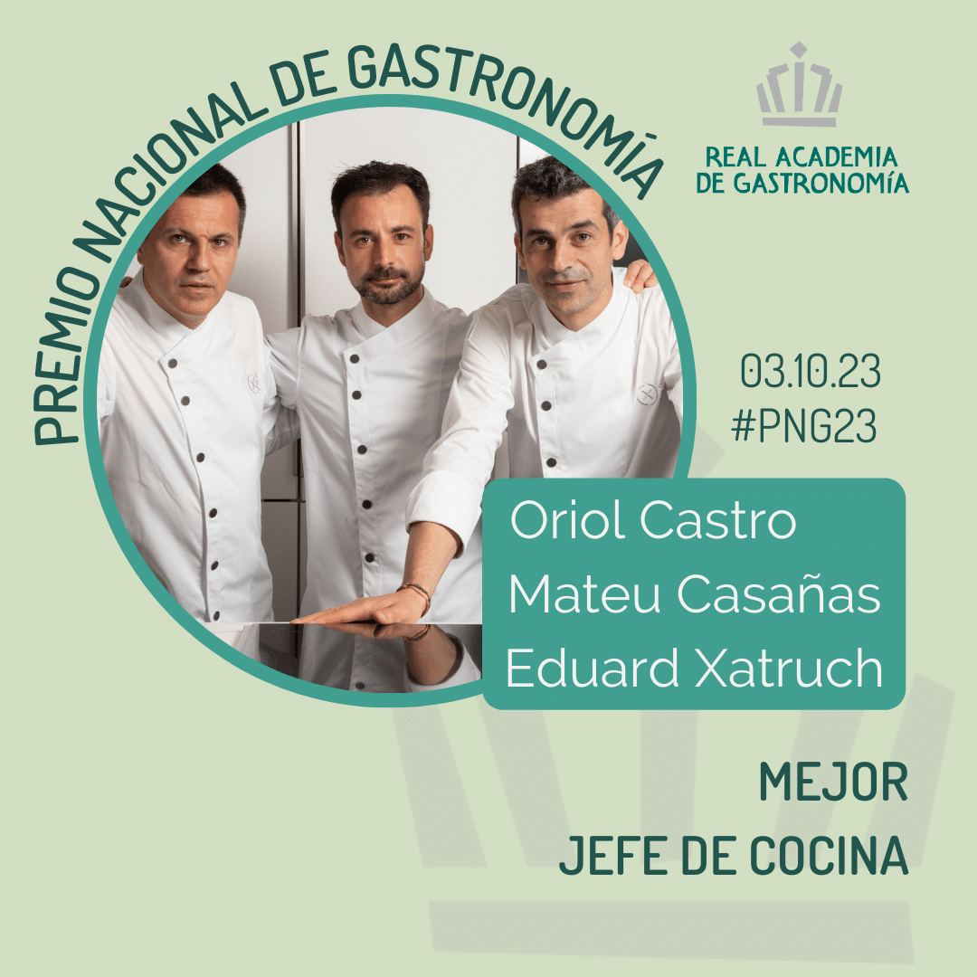 #PNG23 Oriol Castro, Mateu Casañas y Eduard Xatruch <a href="/DisfrutarBCN/">Disfrutar Barcelona</a> por "su impecable trayectoria, la inmensa creatividad y la excelencia de todos los proyectos que emprenden". Más info en nuestra web ➡️ mtr.cool/xoouvokiak