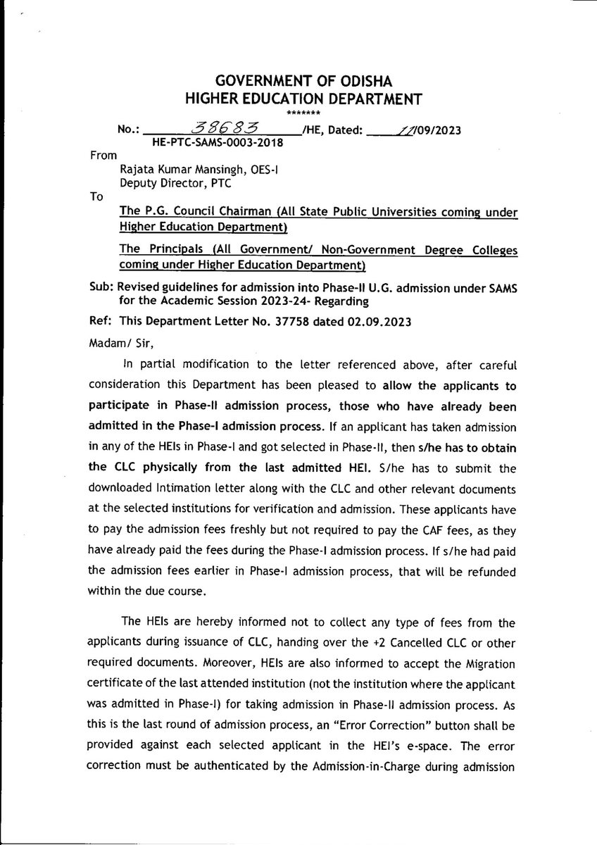 SukantTutorial's tweet image. +3 Phase-2 Admission New Guidelines & Timeline For the Academic Year Academic Year 2023-24
#eAdmission #SukantTutorial #Odisha