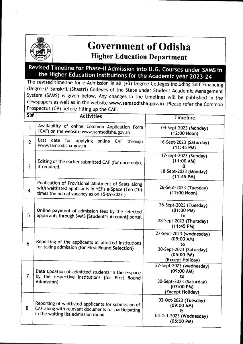 SukantTutorial's tweet image. +3 Phase-2 Admission New Guidelines & Timeline For the Academic Year Academic Year 2023-24
#eAdmission #SukantTutorial #Odisha