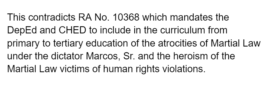 PhilstarNews's tweet photo. Rep. Edcel Lagman says DepEd's move to change "Diktadurang Marcos to "Diktadura" in the AP curriculum goes against RA 10368, which mandates the teaching of martial law atrocities by DepEd and CHED.  Lagman co-authored RA 10368 and is himself a martial law veteran. | via @chicristina_