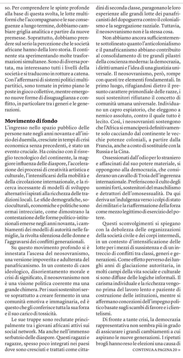 francofontana43's tweet photo. Le ragioni dei golpe in Africa.
Le ex potenze coloniali, sempre più invise agli africani,  non hanno più voce in capitolo e i colpi di Stato sono un sintomo delle profonde trasformazioni in atto.
L’analisi dello storico e filosofo camerunense Achille  Mbembe su Le Monde
Ripreso da @Internazionale