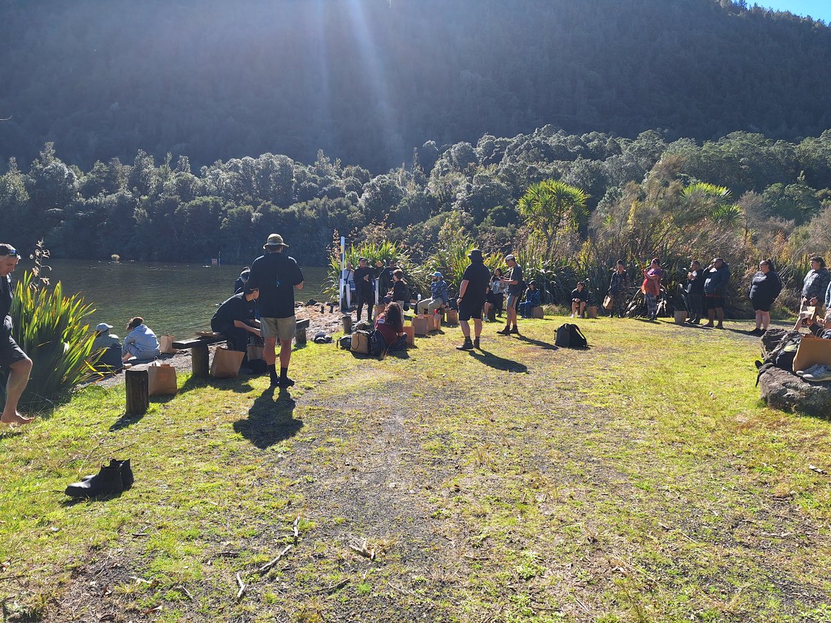 Great wānanga hosted by Te Ora o Tarawera over the weekend, including a boat trip on Lake Tarawera &amp; a field trip to Lake Ōkaro. Sarah Hudson's (Kauae Raro Research Collective) workshop on Māori earth pigment paint-making practices was a highlight for many #mātauranga #Rotorua