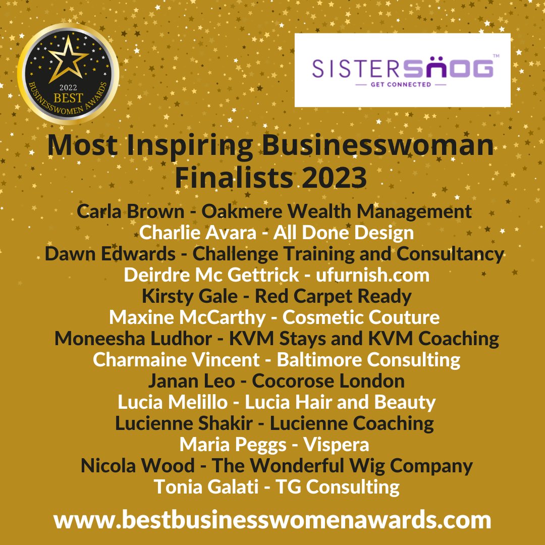 bbwomenawards's tweet image. Meet our 2023 Finalists for Most Inspiring Businesswomen.

Well done and see you at the final when the winner will be announced 🍾

@carla_oakmerewm @AllDoneDesign @BaltimoreRec @Luciahairandbea @VisperaLtd @WigWonderful 

Sponsored by @SisterSnog 

#BBWA2023