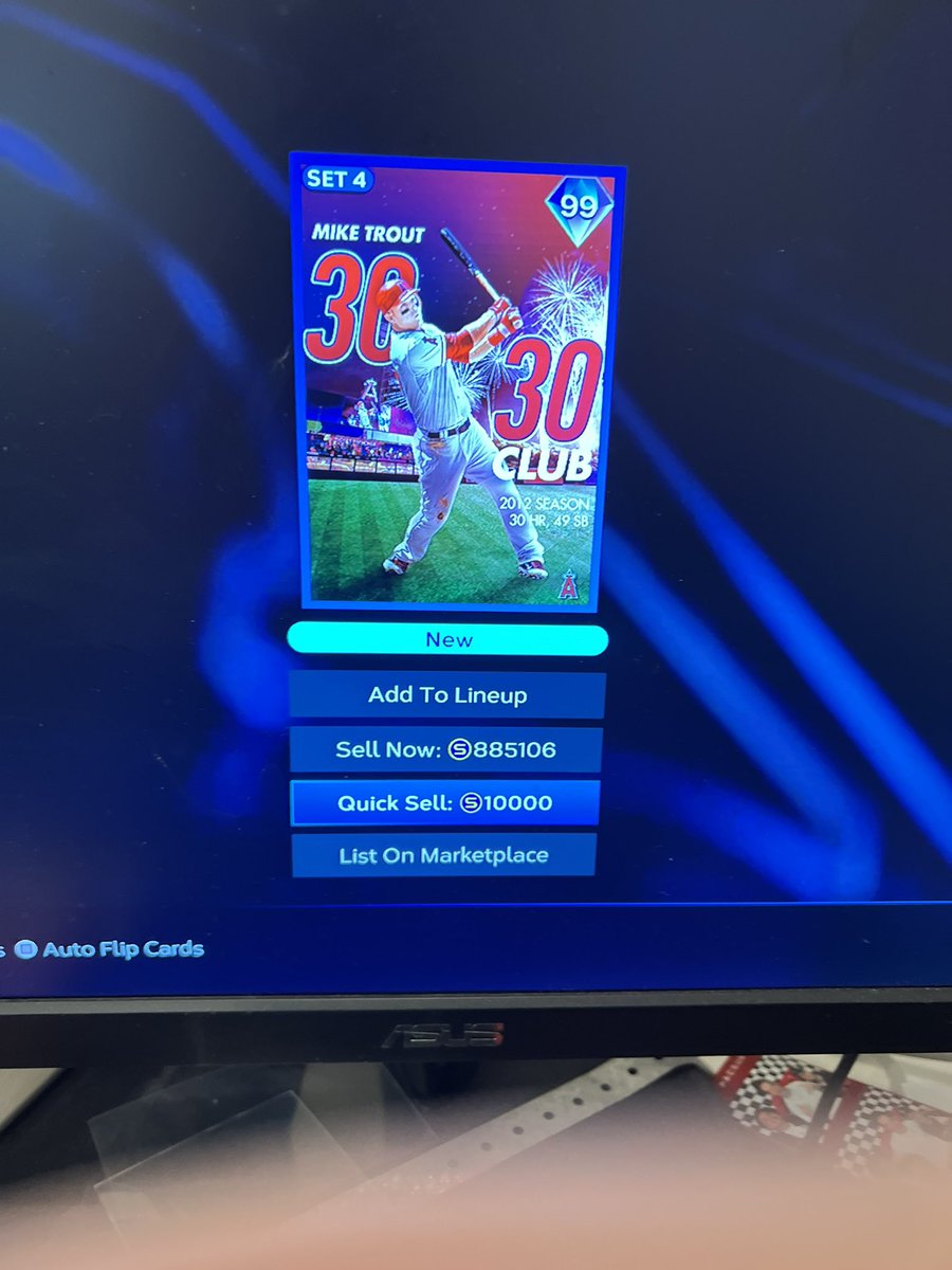 sidlake75's tweet photo. My luck on chase packs are changing I’ve pulled trout 4 times on just 12 chase packs opened #MLB #mlbtheshow #theshow #chasepack https://t.co/HXFZyxSwX6