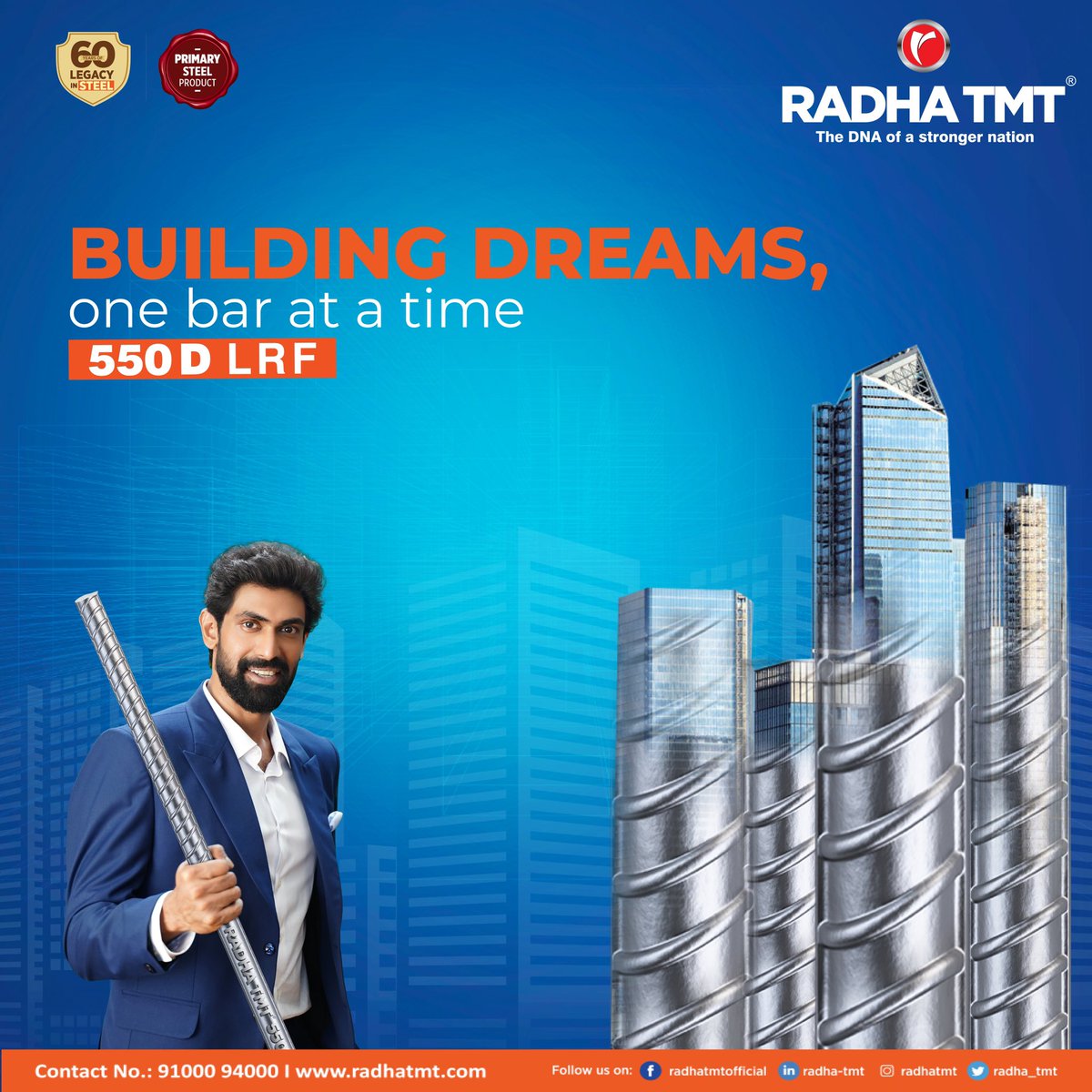 Radha_TMT's tweet photo. Creating a world where steel isn't just a material, but a testament to the audacity of human ambition. Radha TMT - Forging Dreams, Forging Futures.

Check us out at: https://t.co/La1g1x17uy
#RadhaTMT #strength #quality #manufacturing #technology #steel #architect #550DLRF #infra https://t.co/wHuOOXDow9
