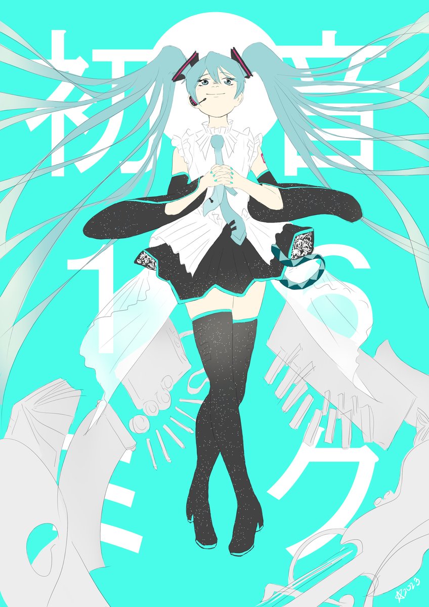 Snowleo636's tweet photo. What?? Fan-art?? Well it is Miku's 16th year, the stars and planets have aligned for this year only and I wanted to celebrate all what Miku has done for me. 

After all these long and short years, I've listened to her music so ... Thank You!

#初音ミク16周年 #miku16th #初音ミク https://t.co/WqBc68tDmw