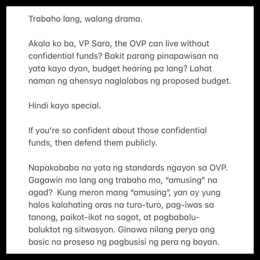 johnjerome21's tweet photo. @indaysara Panis ka naman kay Hontiveros eh. https://t.co/9ftHuBfa2J