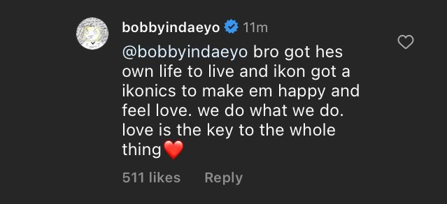 Well said, love you <a href="/bobbyranika/">김지</a> ❤️