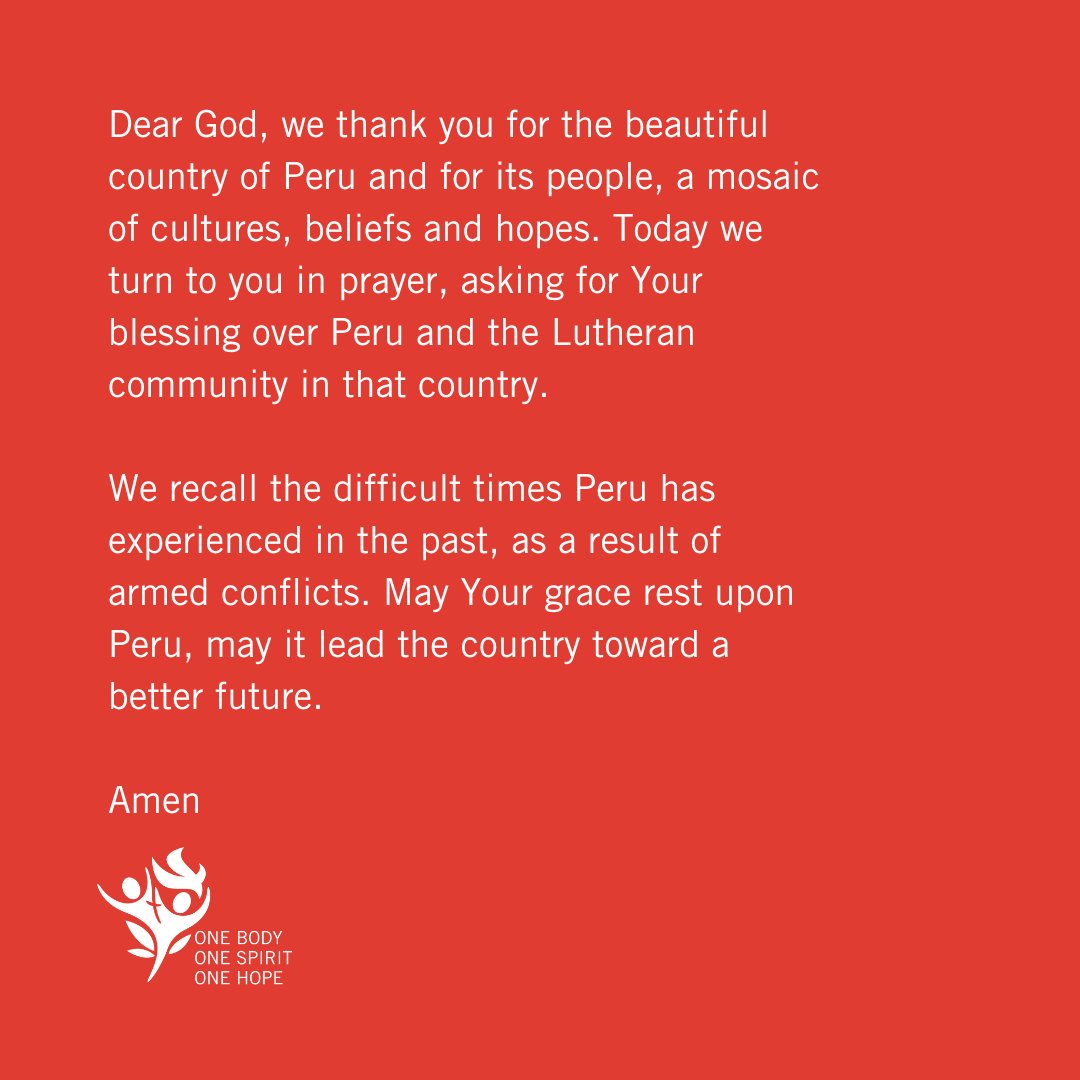 This is the week of the Assembly! Join us in prayer today with <a href="/luteranie/">Luteranie</a>  (ECACP) for the churches and people in Peru. ECACP is hosting the 2023 LWF General Assembly in Kraków, Poland and prays for a LWF member churches each week. #LWFAssembly  #prayingtogether #Peru