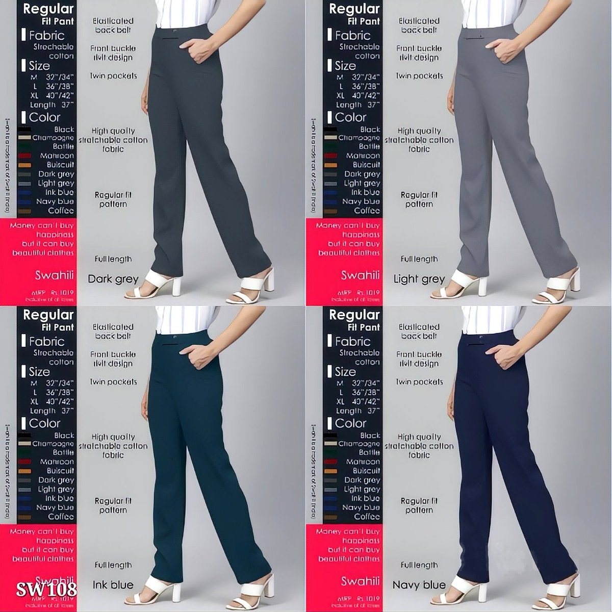 High Quality Stretchable Cotton Pants
Elasticated Back Belt
Front Buckle Rivit Design 
Two pockets
Comfortable Regular Fit
Ankle Broad Opening
Sizes: M: 32'/34' L: 36'/38' XL: 40'/42'
Price: ₹485/-(52% OFF) MRP : ₹1019/-
#pant #fashiongirlspant #pantfashion #girlswear #fashion