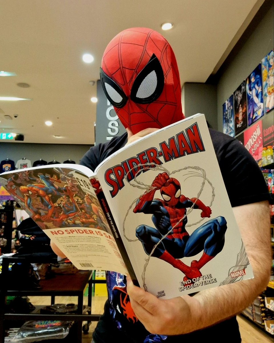 hmvDunfermline's tweet photo. Spidey swung by to get his copy of Across the Spider-verse on dvd, blu-ray and 4k. #AcrossTheSpiderVerse #spiderman #newreleasemonday #spidermanmerch #spideysensetingling #hmv #hmvdunfermline https://t.co/K0CDu4DWIP