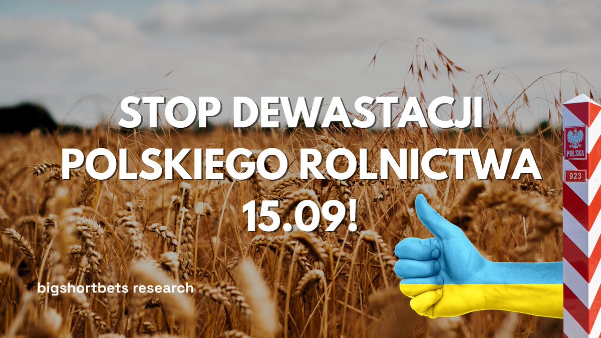 bigsb_research's tweet photo. 🌱🇺🇦 Zakaz importu zbóż z Ukrainy po 15 września leży w interesie bezpieczeństwa Polski

🚜🇵🇱 Na szali postawiony jest los rolników i gospodarki kraju

❌ UA straszy Polskę pozwem za blokadę zbóż na granicach — trwa walka o rolnictwo, a UA gra  nieczysto, wykorzystując wojnę
🧵/1 https://t.co/aQkBzrpKrx