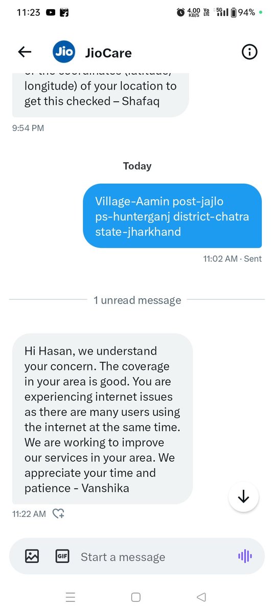 hasnain7567's tweet image. @reliancejio @JioCare  ye 4माह से शिकायत की जा रही है। पर अभी तक कोई सुधार नहीं हुई है। सिर्फ आश्वासन दिया जाता है की हम इसे ठीक कर लेगे पर अभी तक कोई सुधार नहीं हुआ है। आप ठीक नही करेगे तो हमे किसी और कम्पनी का इंटरनेट यूज करना पड़ेगा  #jio #jiohelp  #Internet  #bbtvi
