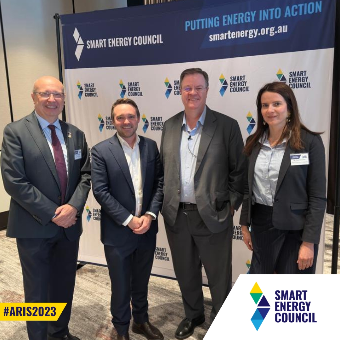 French Ambassador @ambassthebault and Diane Fauconnier join @sundrivesolar's @MrWyattR and @SmartEnergyCncl CEO John Grimes for the Australian Renewable Industry Summit in Canberra. 

#ARIS2023