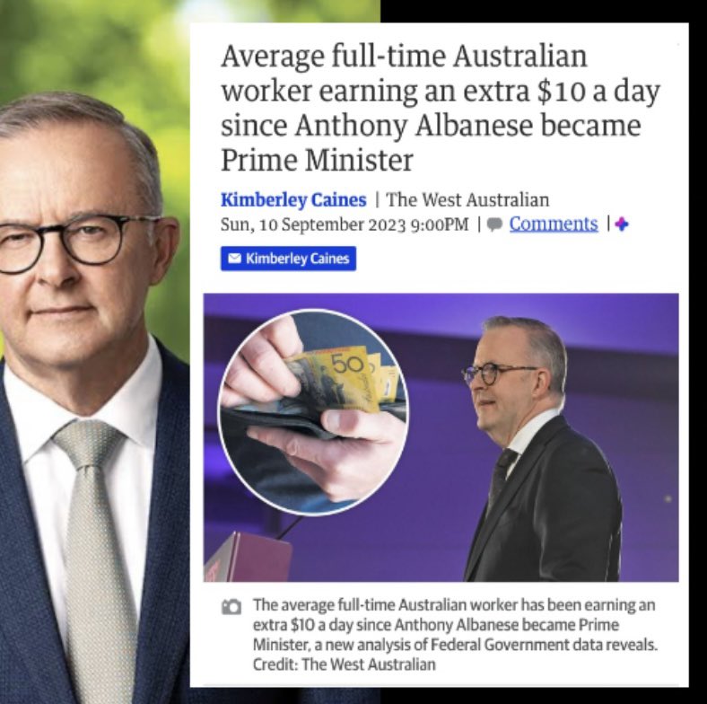 LyndaFrench19's tweet photo. Decade of going Backwards for workers #UnderLiberals
Average full-time Australian worker earning an extra $10 a day since Anthony Albanese became Prime Minister @AlboMP 
Kimberley Caines

https://t.co/yK3xnZrfO6 #ALP #AusUnions #ThanksLabor https://t.co/E5zyD9LcoG