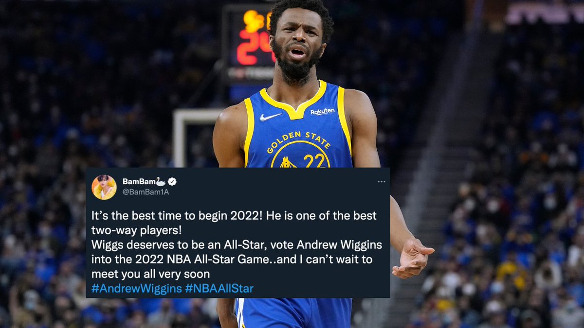 WarriorsMuse's tweet photo. Throwback to when @BamBam1A helped Wiggs become an All-Star starter ✨

Salute to a DubNation hero, and the rest of the @GOT7 fanbase  🫡 https://t.co/XUQ7rqhfbA