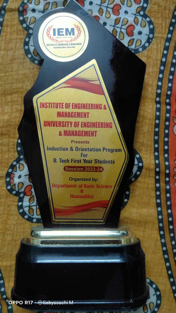 sabyasachi_uni's tweet image. Thanks to Institute of Engineering &amp;amp; Management,for inviting me as a #GuestSpeaker on the eve of the #BTech #StudentInductionProgramme.

#SabyasachiMukhopadhyay #ResearchScholar #CCDS #IITKharagpur #IITKGP @IITKgp #InstituteOfEminence #KGPIAN #SkillsDevelopmentManager @ai4icps