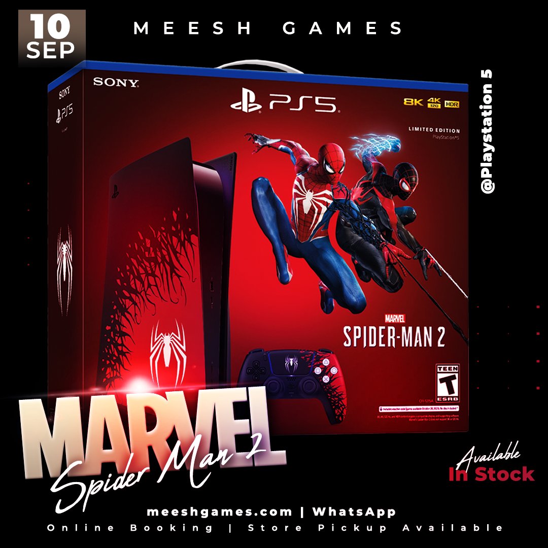 MeeshGames's tweet photo. PlayStation®5 Console - Marvel’s Spider-Man 2 Limited Edition Bundle

Get the PlayStation®5 Console – Marvel’s Spider-Man 2 Limited Edition Bundle. https://t.co/yRBfXrCU6j