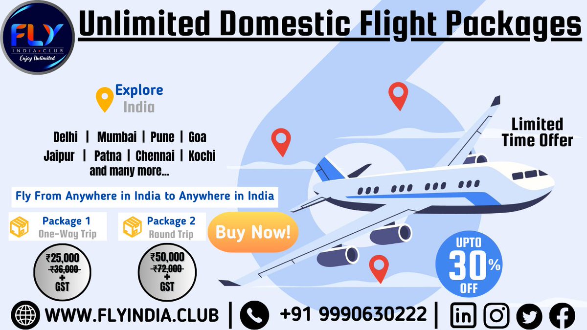 Discover India's hidden gems with FlyIndia.Club unlimited flight packages. Where will your next adventure take you?
#offer #indiatravel #travelindia #holiday #india
#exploreindia #DomesticFlights #explore #exploreindia
#travelinindia #traveller