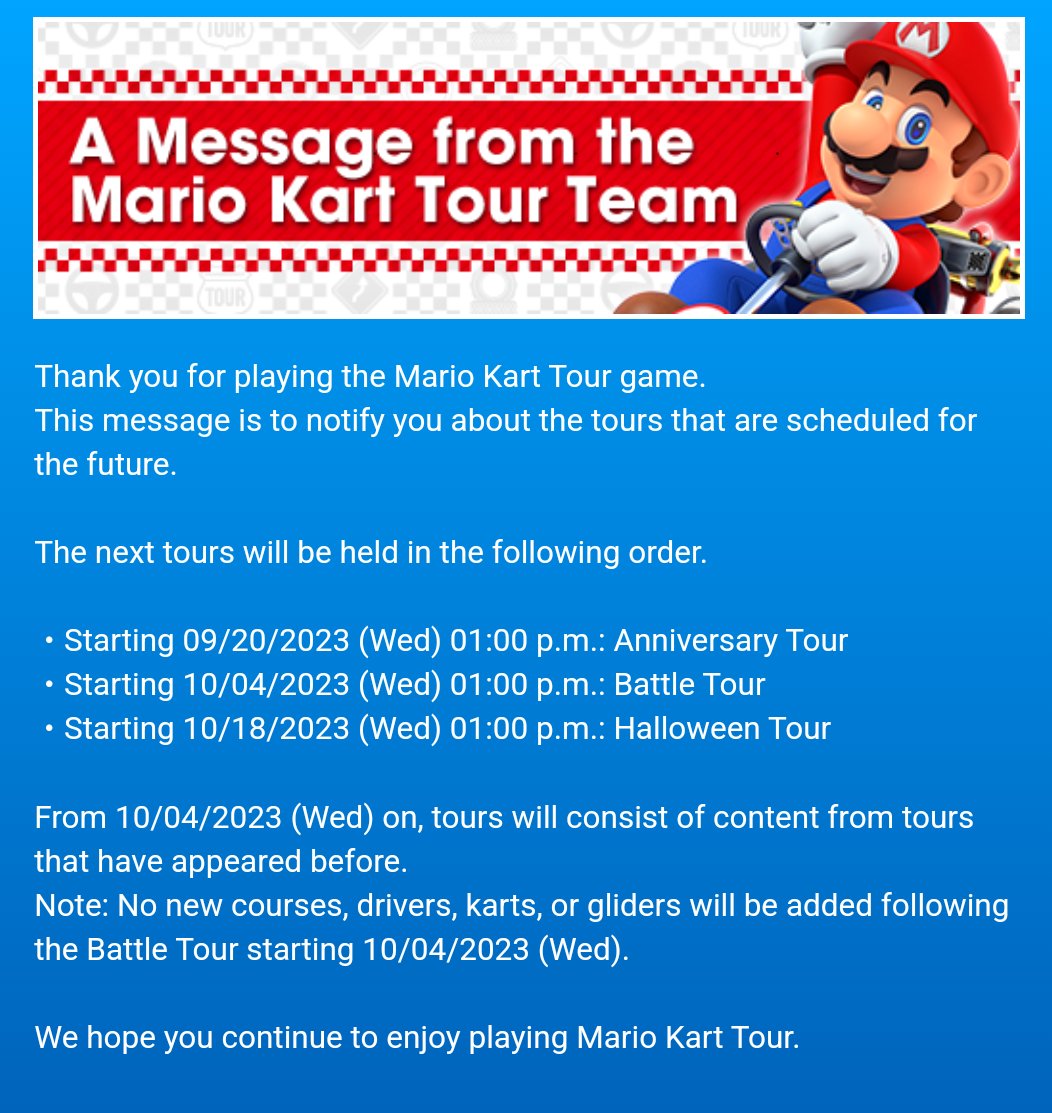 Mario Kart Tour gets final update in October 2023