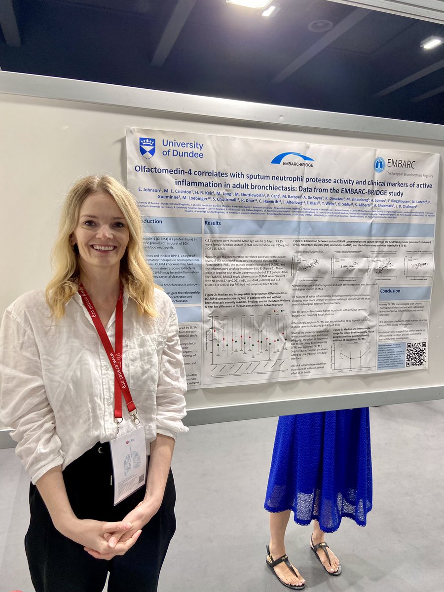So proud of my colleague <a href="/emma_d_johnson/">Emma Johnson</a> for presenting two posters featuring her work in bronchiectasis at ERS 2023 #ERS2023 #ERSCongress <a href="/EMBARCnetwork/">EMBARC</a> #bronchiectasis #respiratory
