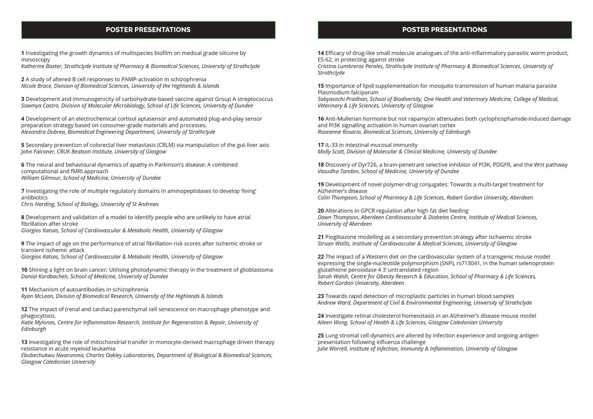 Only 4 weeks to go to the #tenovussymposium23 on 6 October @ Royal College of Physicians of Edinburgh! We need final numbers for catering by 22 September, so if you are intending to come, please register to be sure of your tasty lunch as well as some excellent science!