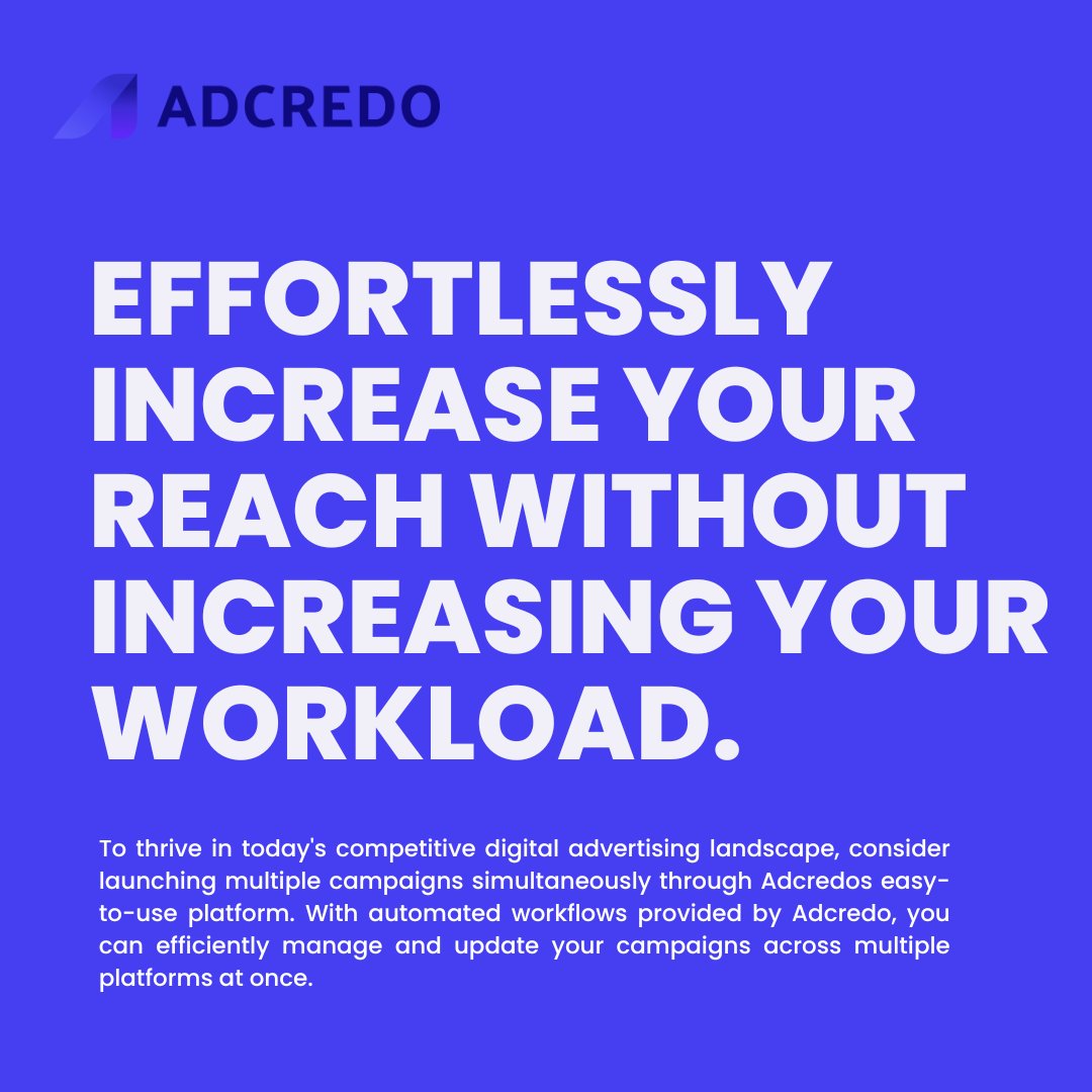 Adcredo_Global's tweet photo. Streamline your campaign management by centralizing it in one user-friendly interface - Sound interesting? Book a demo today at https://t.co/QJySGVgRDK 🏆

--
#adcredo #increaseyourreach #marketing #digitalmarketing #streamline #stockholm #sweden  #nordics #marketingtips #diy https://t.co/cAVid4hdaO