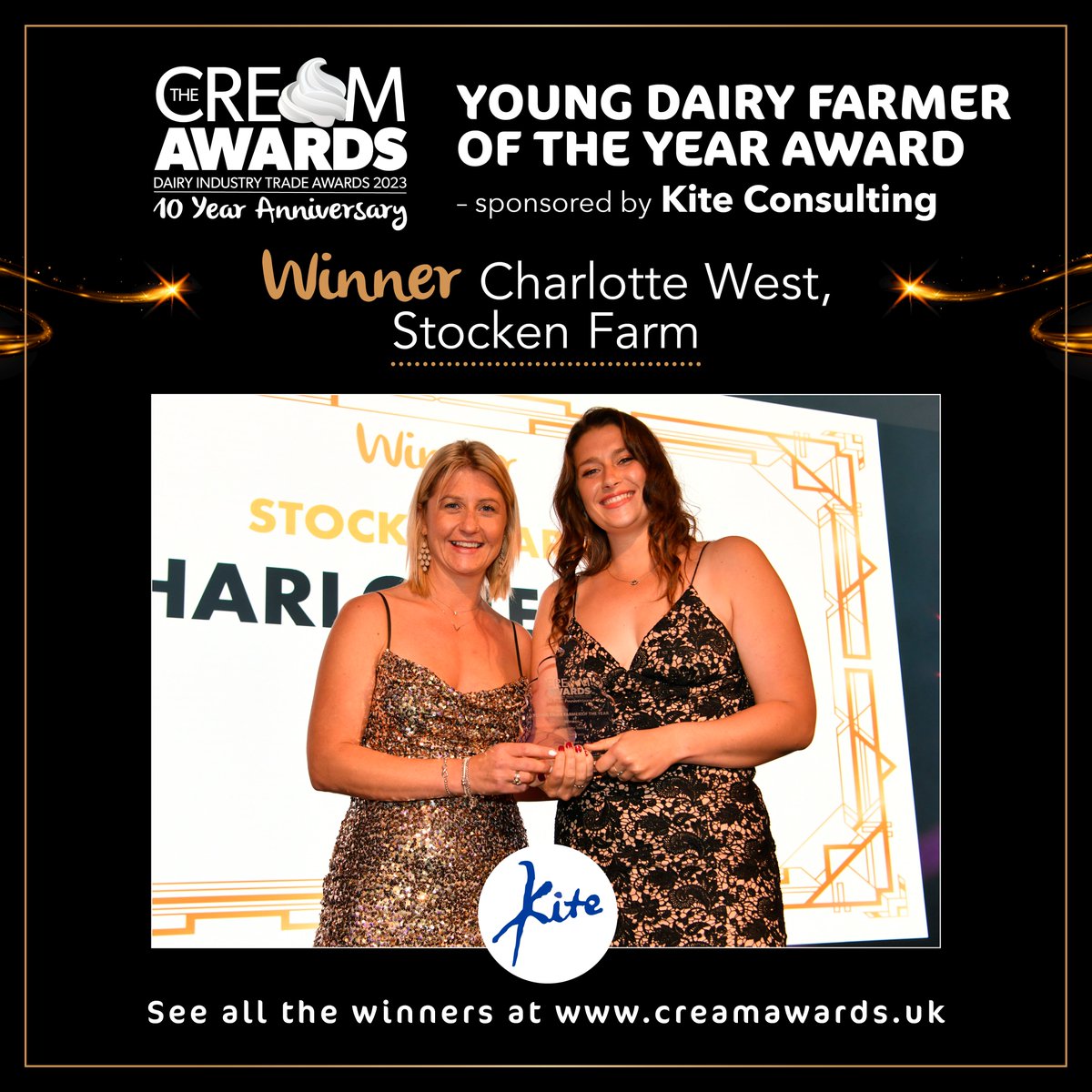 britishdairying's tweet photo. YOUNG DAIRY FARMER OF THE YEAR AWARD
Sponsored by Kite Consulting

WINNER
Charlotte West, Stocken Farm

HIGHLY COMMENDED
Patrick Morris-Eyton, Morris-Eyton &amp; Son, Beckside

COMMENDED
Charles George, Brynhyfryd Herd
#CreamAwards #teamdairy https://t.co/hd9Zq6hRcz https://t.co/2lj1QJtcxL