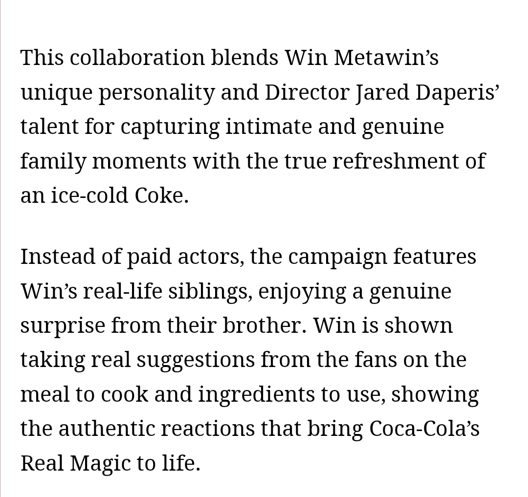 win_trend's tweet image. 📰 WIN METAWIN SURPRISES EVERYONE IN COCA-COLA’S NEW CAMPAIGN VIA OPEN X AND THE SWEETSHOP 

🔗campaignbriefasia.com/2023/09/07/win…

#WINxCocaCola #CocaCola 
#RecipeForMagic #สูตรสำเร็จมื้อพิเศษ
#winmetawin @winmetawin