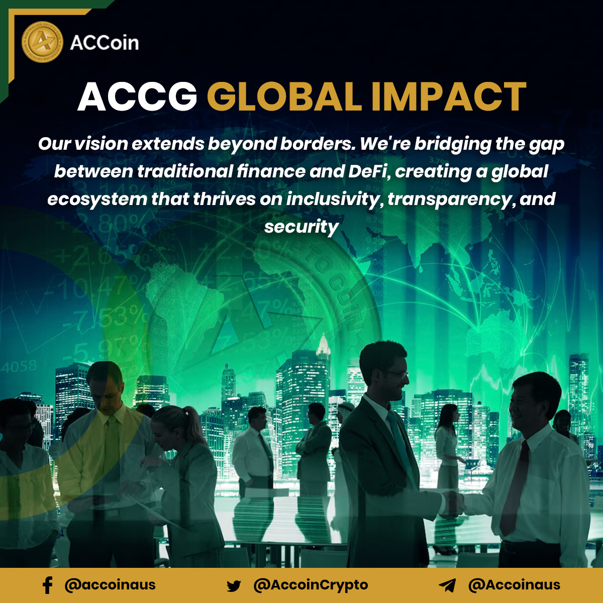 AccoinCrypto's tweet photo. ACCG Global Impact

We're bridging the gap between traditional finance &amp; #DeFi, creating a global ecosystem that thrives on inclusivity, transparency, and security

Follow Us Now
https://t.co/UrxjhwCcB0

#cryptotokens #tokenwrapping #crypto #binance📷 #Cryptocurrenc #wrappedtoken https://t.co/871i7aKJZR