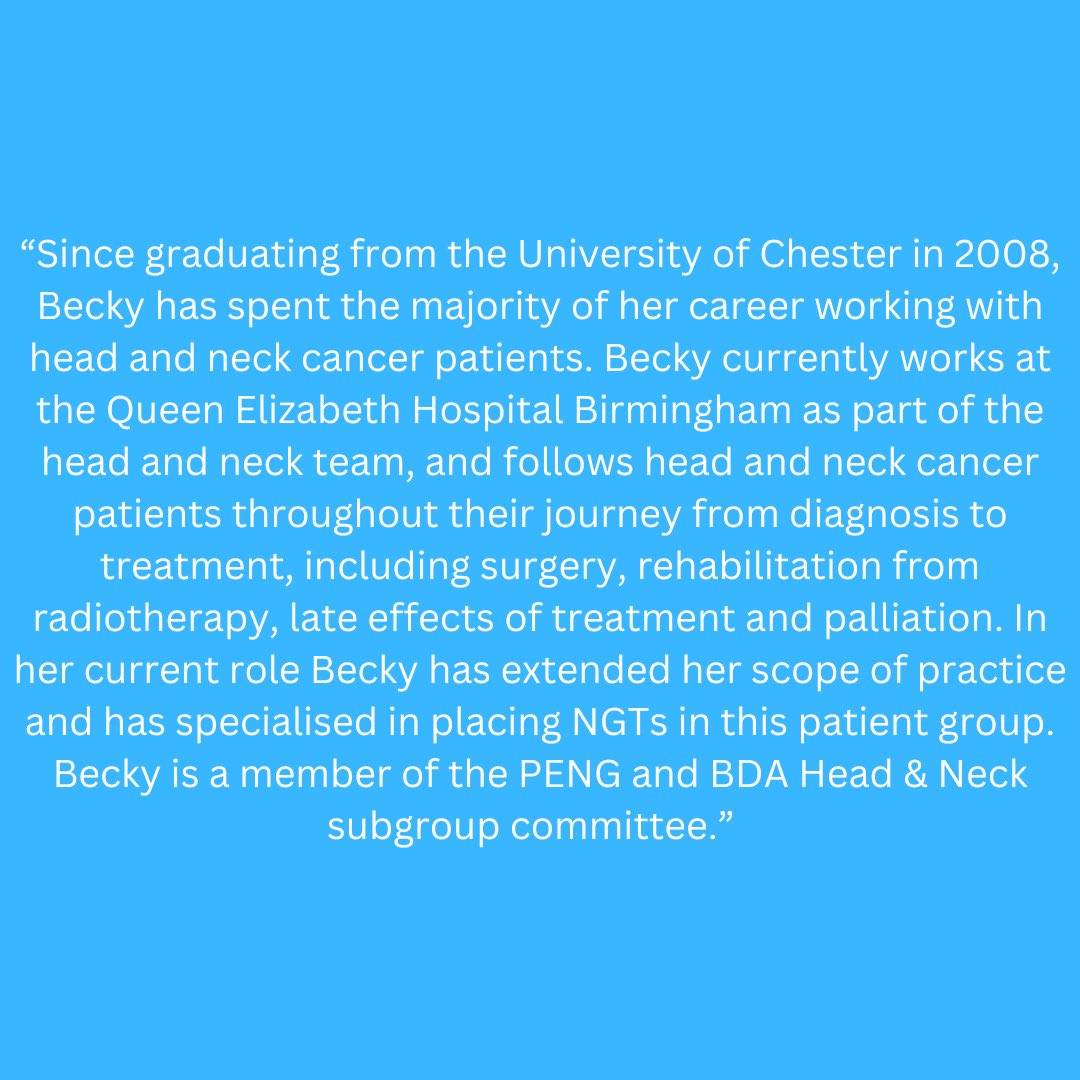 BDA_PENG's tweet image. 📣 The next speaker for the Annual PENG Study Day is our very own Becky Smith! 

#studyday #meetthespeaker #enteralnutrition #dietetics #cpd