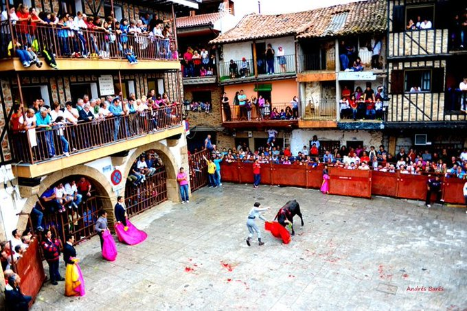 forostoreros's tweet photo. Sotoserrano, en Salamanca, comarca de la sierra de Francia, junto al parque natural de las Batuecas, pueblo de origen prerromano y tierra de naranjos y cerezos. Engalanado año tras año y en tiempo de fiestas hay #Tauromaquia 
https://t.co/bTOFMtHE2s https://t.co/kXLjn5Ahyg