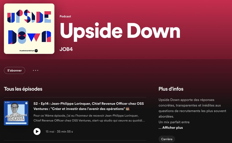 JOB4 by Abberline - On recrute ! 🚀 (@job4_hello) on Twitter photo Le Podcast by JOB4 🎙
Vous y voyez un épisode de podcast, nous y voyons un échange informel entre deux personnes qui discutent d’une multitude de sujets.
PS : Vous souhaitez participer à l’un de nos épisodes ? N’hésitez pas à nous écrire sur maximeb@job4.fr 📩
#JOB4 Le Podcast by JOB4 🎙
Vous y voyez un épisode de podcast, nous y voyons un échange informel entre deux personnes qui discutent d’une multitude de sujets.
PS : Vous souhaitez participer à l’un de nos épisodes ? N’hésitez pas à nous écrire sur maximeb@job4.fr 📩
#JOB4