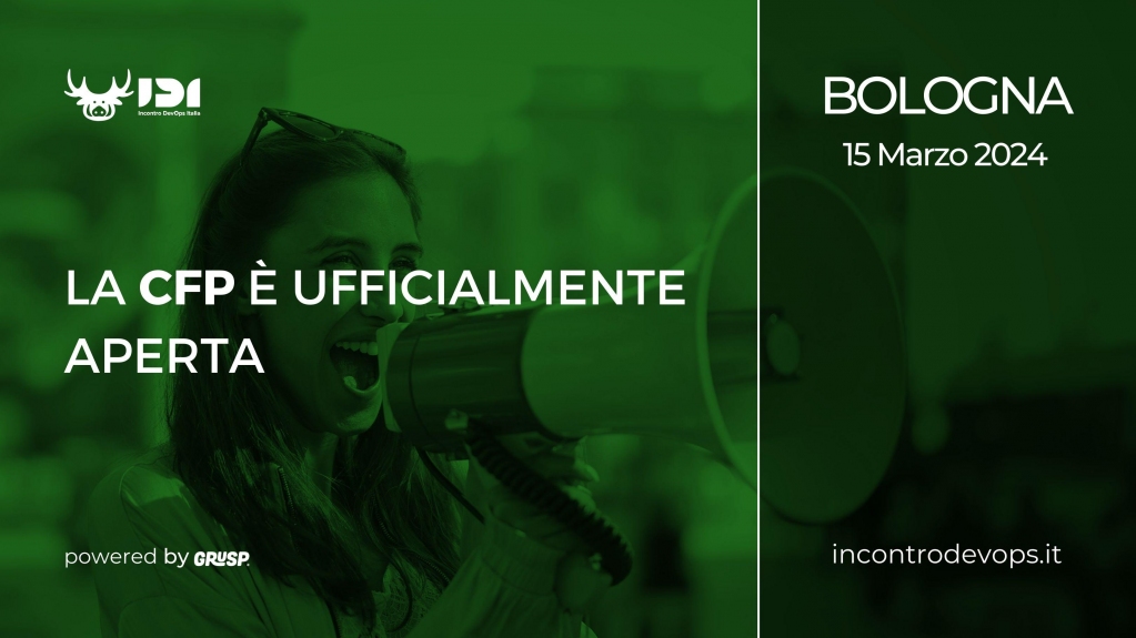 IncontroDevOps's tweet photo. La 12^ edizione di #IncontroDevOpsItalia sta arrivando! 😍
La #CFP è ufficialmente aperta fino al 30.11.23, non vediamo l'ora di leggere le tue proposte di talk:
🎤 https://t.co/ldsWwwtZf0
@grusp #IDI24 #DevOps #Kubernetes #Container #GitOps #MlOps #NetOps #Deploy #Scalability https://t.co/wWWjFZwWIl