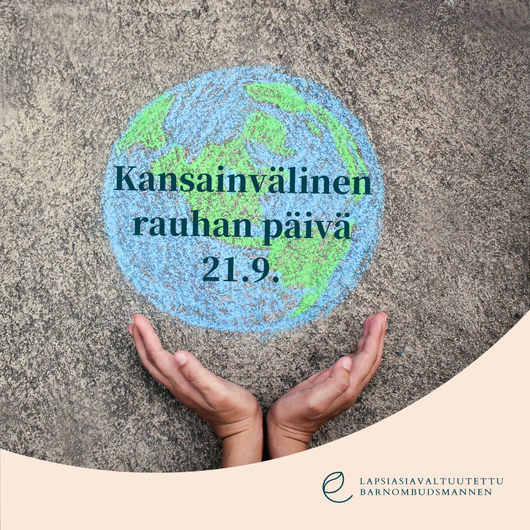 Tänään on kansainvälinen rauhanpäivä.
Aseelliset konfliktit loukkaavat kaikkia lapsen oikeuksia. YK:n pääsihteeri Guterres alleviivaa, että tarvitsemme nyt rauhaa enemmän kuin koskaan. Tämä koskee myös kasvavaa eriarvoisuutta ja poliittista polarisaatiota vakaammissakin maissa.