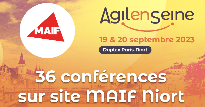 MAIF's tweet photo. Partager autour de la culture agile et ses pratiques en entreprise, c’est l’ambition de la 7ème édition d’ @AgileEnSeine !

RDV les 19 et 20 septembre à Paris et au siège social MAIF à Niort pour un cycle de conférence, en streaming et sur place.