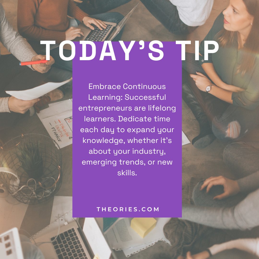TheoriesInfo's tweet photo. The secret sauce to entrepreneurial success? Embrace Continuous Learning! 📚💡 Dedicate time daily to expand your knowledge and acquire new skills. 🌟 Stay curious, stay innovative, and watch your business thrive! #Entrepreneurship #Innovation #Todaystip #Learning #Entrepreneur https://t.co/yA9mOa5vGX