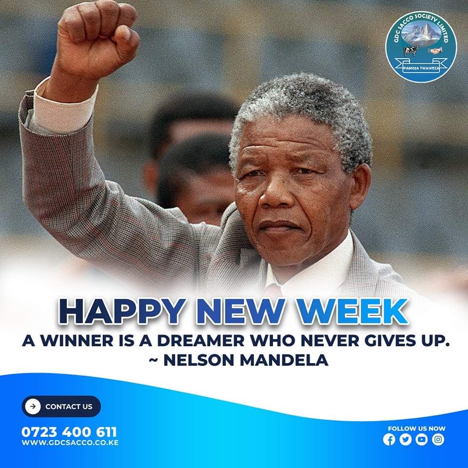 gdcsacco's tweet photo. It's a new week.. Another reason to keep pressing on. Don't give up, keep dreaming and give your best in all you do.
Happy New Week!
#neweeknewgoals #NewWeekChallenge #resilience #PamojaTwaweza #gdcsacco https://t.co/HYW7qhs1hD