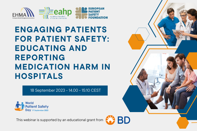EHMAinfo's tweet photo. 📢 Join us for a webinar on enhancing #PatientSafety in hospitals!
🛡️ Discover how #healthmanagers' leadership and governance can empower patients to actively engage in patient safety and what systems exist to prevent harm from #medicationerrors.
👉https://t.co/qdfCnA3gui https://t.co/yAK6uirDcD