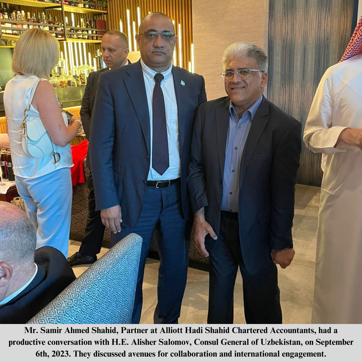 AlliottAMCUAE's tweet photo. Fueling international synergies! 🌍💼 Partner Ahmed Shahid,FCPA of Alliott Hadi Shahid Chartered Accountants engages in a fruitful discussion with H.E. Alisher Salomov, Consul General of Uzbekistan. Exploring avenues for collaborative growth and global impact. https://t.co/5SGyEaMiuG