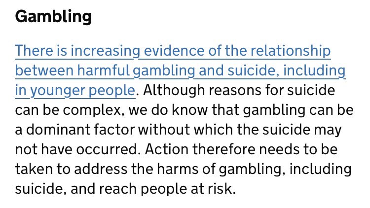 Today it has been officially recognized that gambling can kill in the new National Suicide Prevention Strategy.

This is a big step forward, and something bereaved families have said for years.

#StopGamblingSuicides

gov.uk/government/pub…