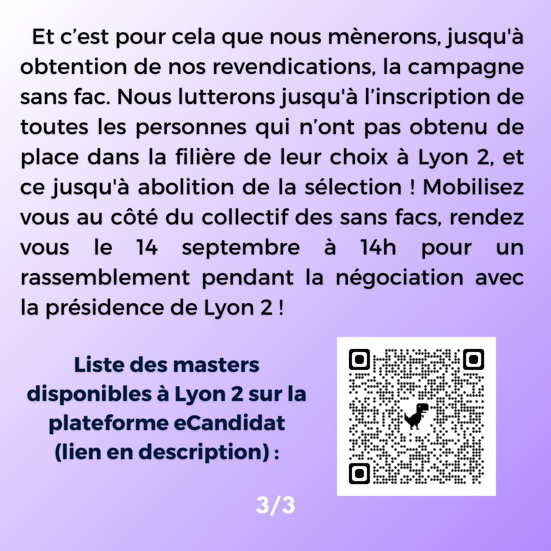 🚨La présidence de Lyon 2 ouvre une TROISIÈME phase de candidature en Master : une nouvelle preuve de l’échec de MonMaster ⬇️

univ-lyon2.fr/universite/act…