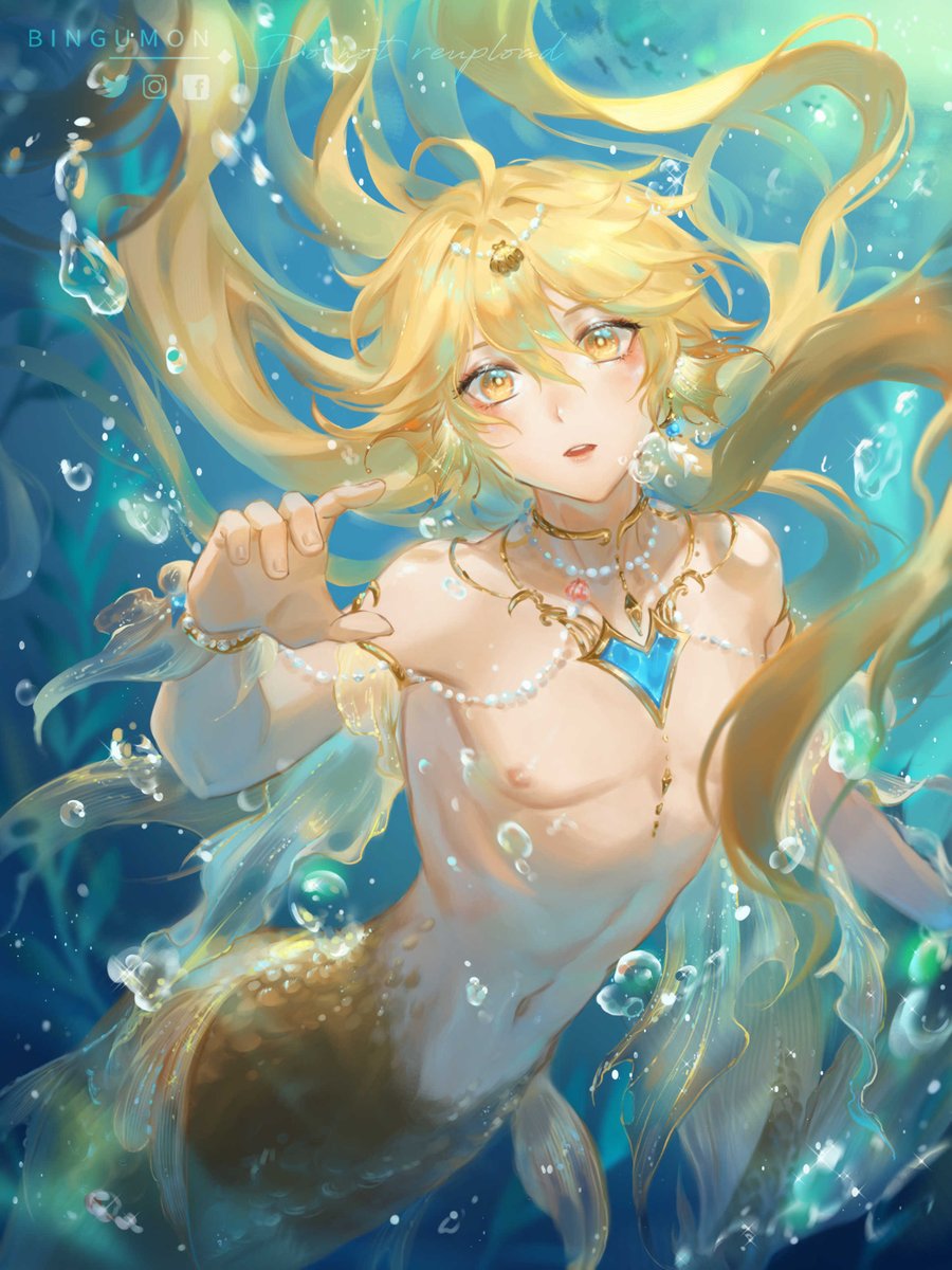 bingumon's tweet photo. A very late mer aether ✨🐟 https://t.co/ZdLmZA8euO