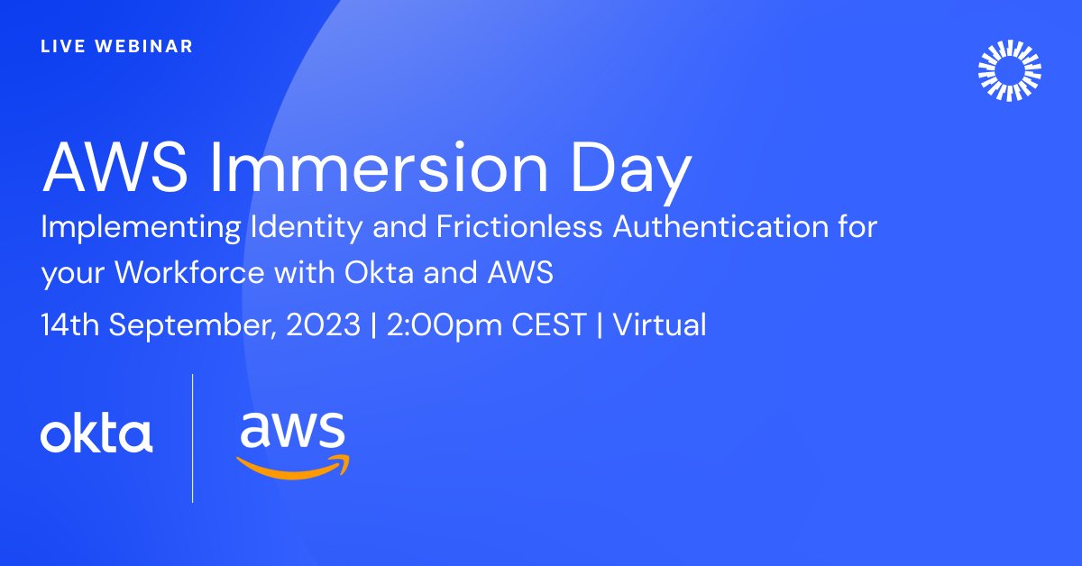 📣 Don't miss out, our next AWS Immersion Day is this Thursday!

🔓Discover the seamless integration of Okta's identity-as-a-service solution with AWS and learn how to fortify user access and ensure top-level security for your business.

🎟️ Register Now: bit.ly/3QnyyNv